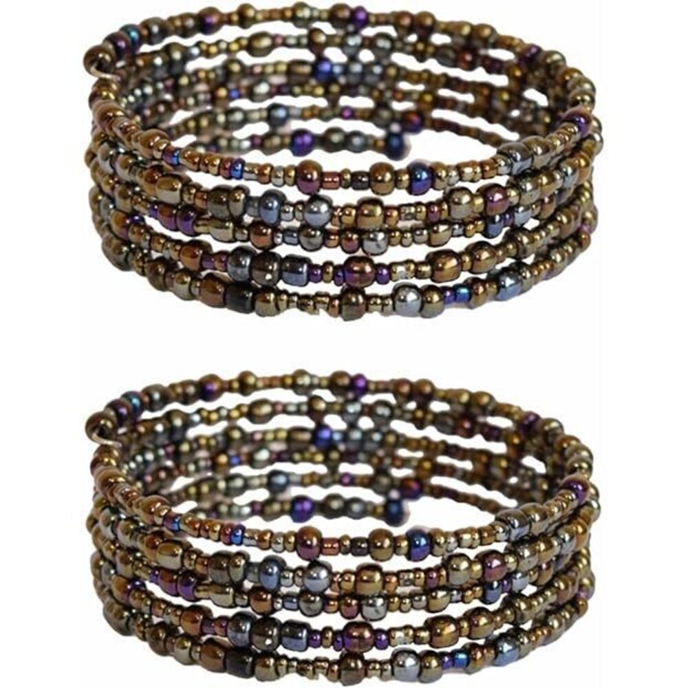 Tembo Africa Set Of 2 Handmade Beaded Bracelets For Women 5 Loops Each 10 Loops